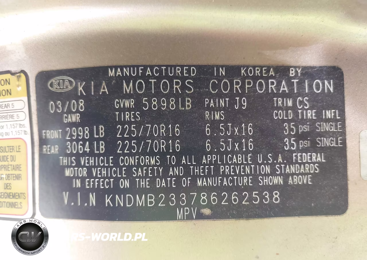 2008 Kia Sedona Lx VIN:KNDMB233786262538 - 9