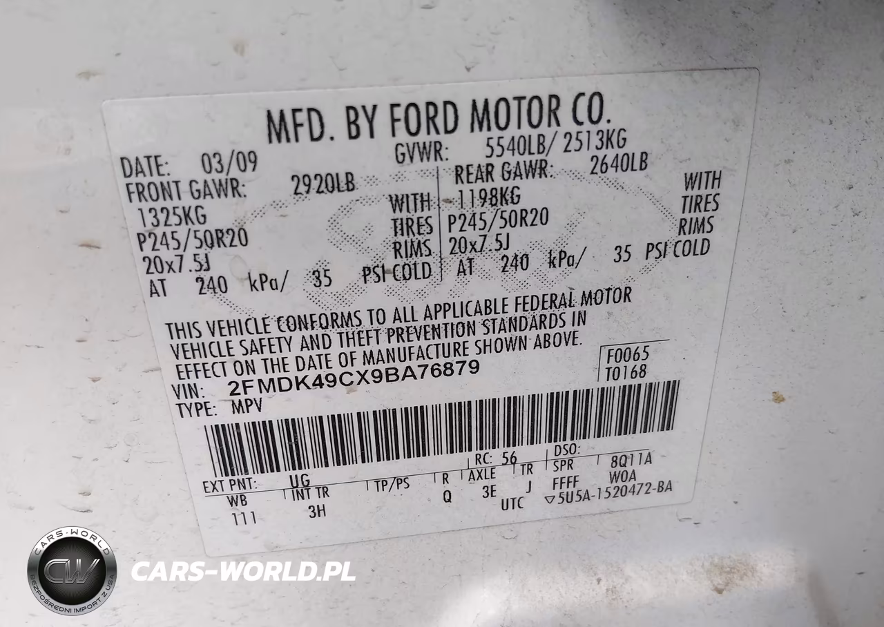 2009 Ford Edge Limited VIN:2FMDK49CX9BA76879 - 9