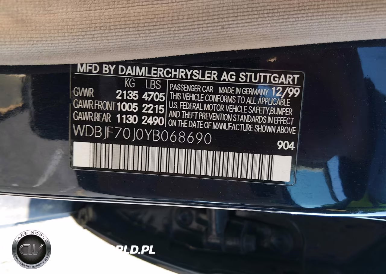 2000 Mercedes-Benz E 430 VIN:WDBJF70J0YB068690 - 9