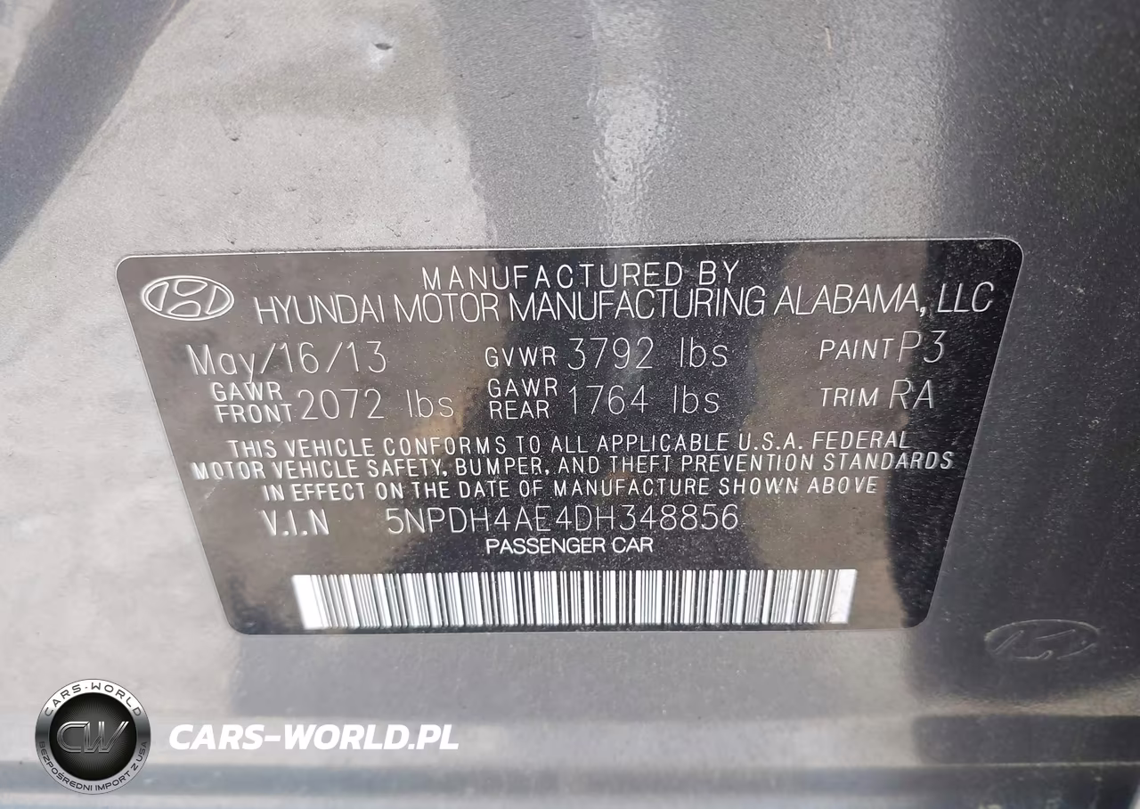 2013 Hyundai Elantra Gls VIN:5NPDH4AE4DH348856 - 9