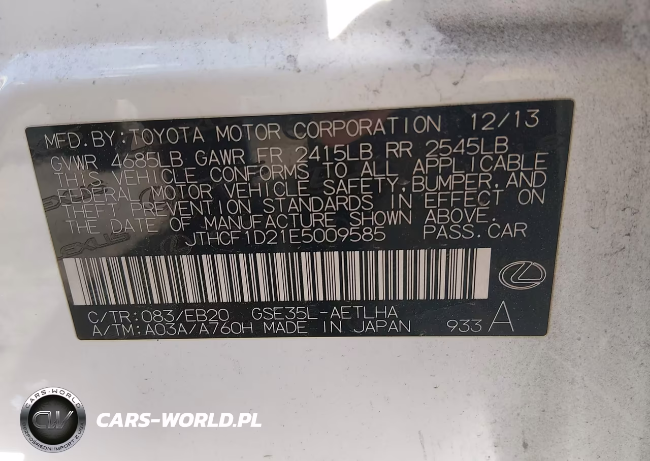 2014 Lexus Is 250 VIN:JTHCF1D21E5009585 - 9