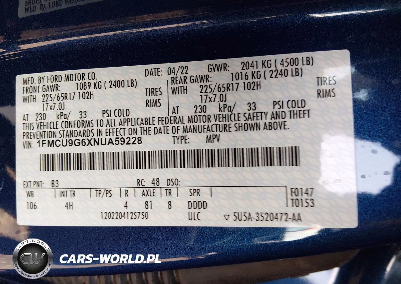 2022 Ford Escape Se VIN:1FMCU9G6XNUA59228 - 9