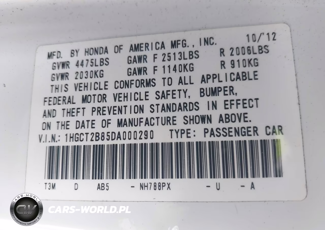 2013 Honda Accord Ex-L V-6 VIN:1HGCT2B85DA000290 - 9