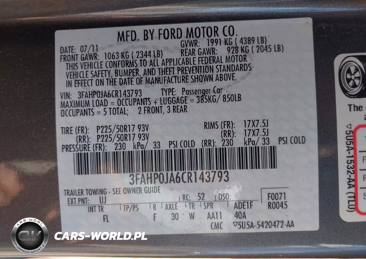 2012 Ford Fusion Sel VIN:3FAHP0JA6CR143793 - 9