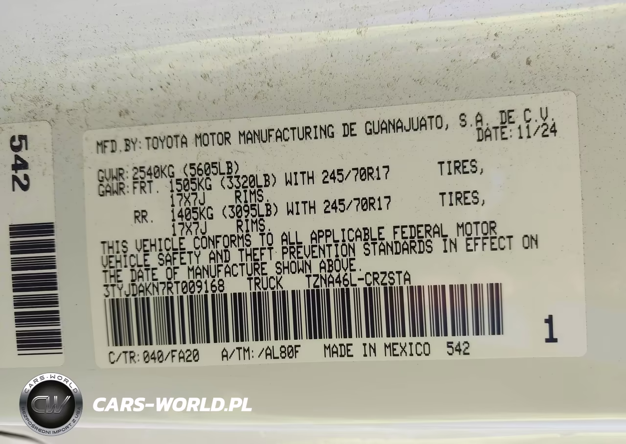 2024 Toyota Tacoma Sr VIN:3TYJDAKN7RT009168 - 9