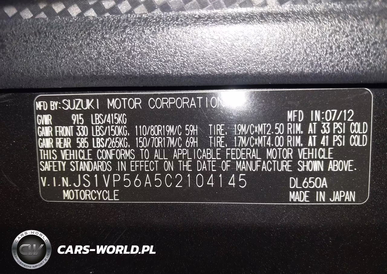 2012 Suzuki Dl650 A VIN:JS1VP56A5C2104145 - 10