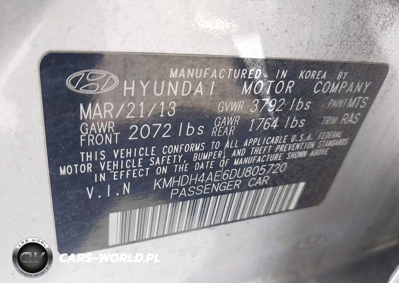 2013 Hyundai Elantra Gls VIN:KMHDH4AE6DU805720 - 9