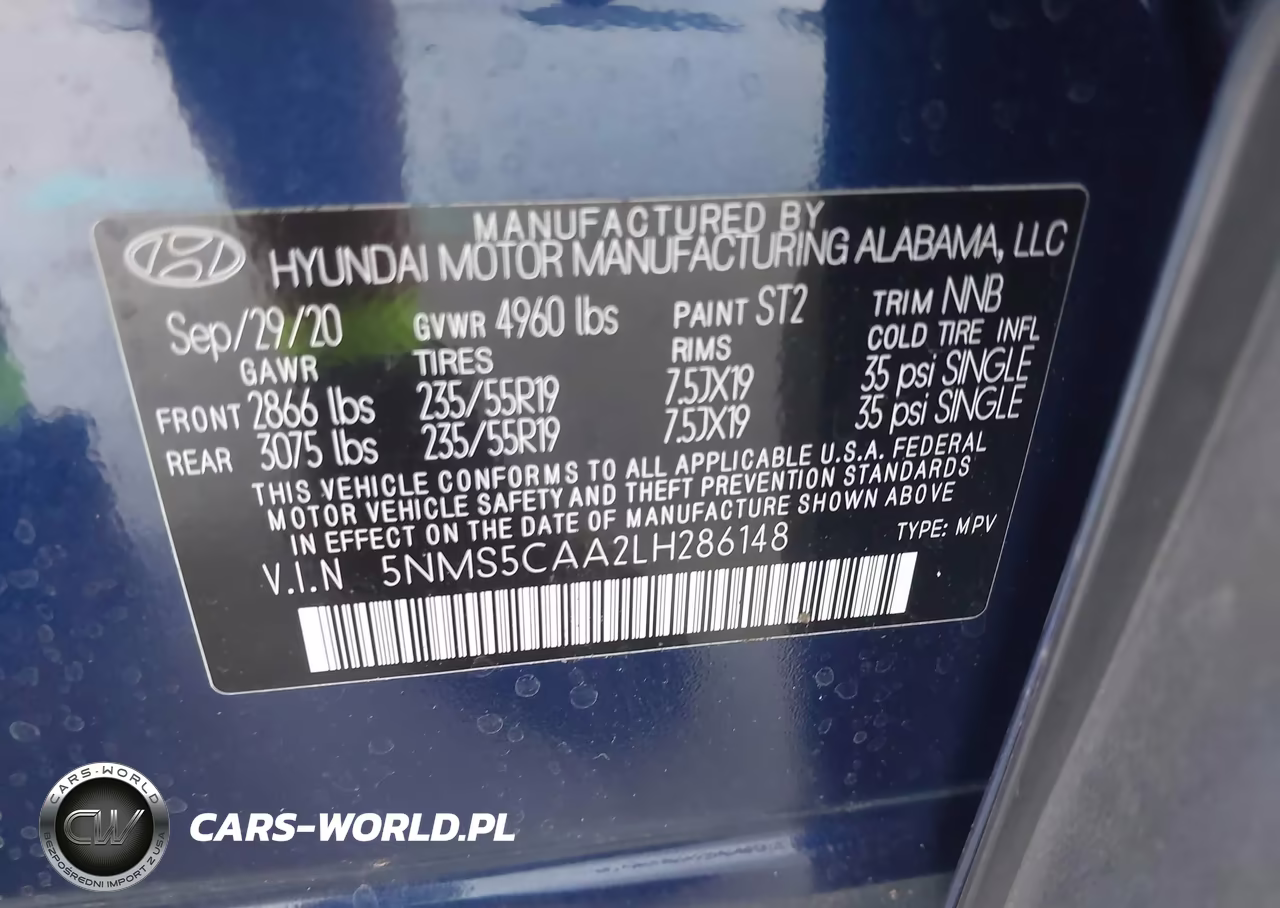 2020 Hyundai Santa Fe Limited 2.0T VIN:5NMS5CAA2LH286148 - 9