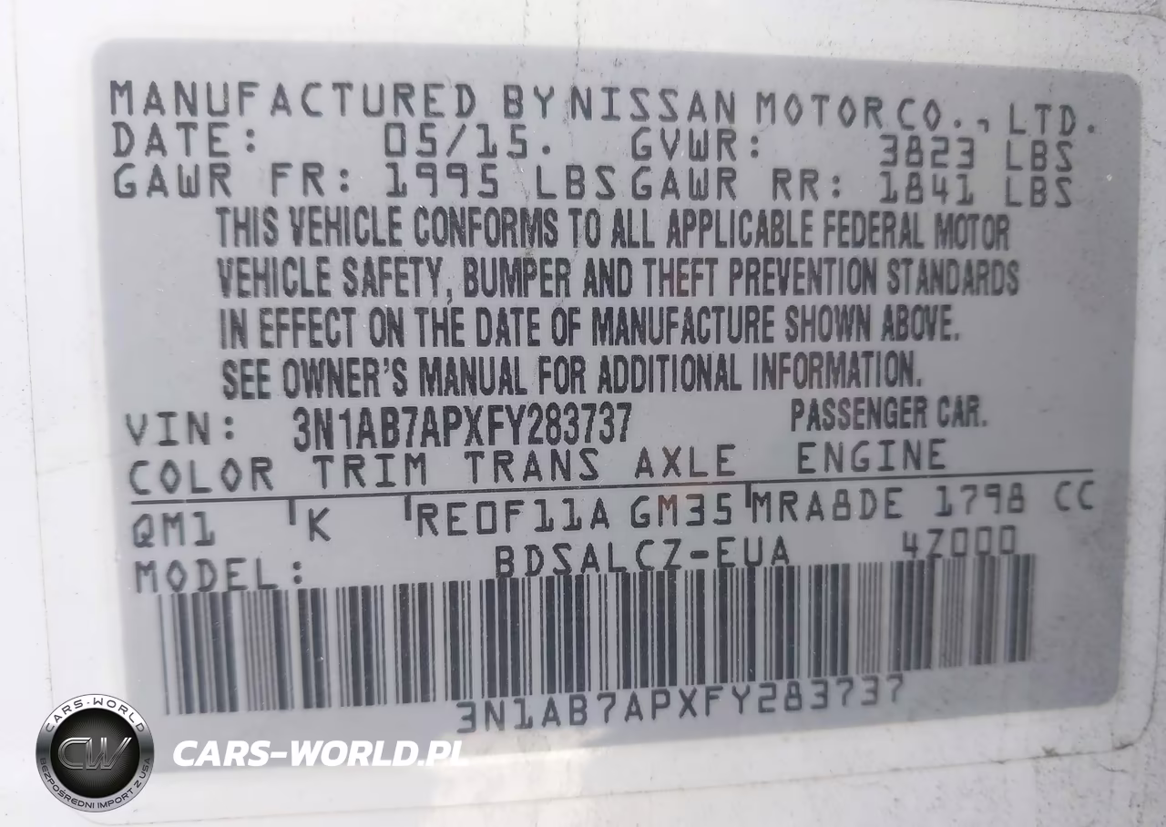 2015 Nissan Sentra S VIN:3N1AB7APXFY283737 - 9