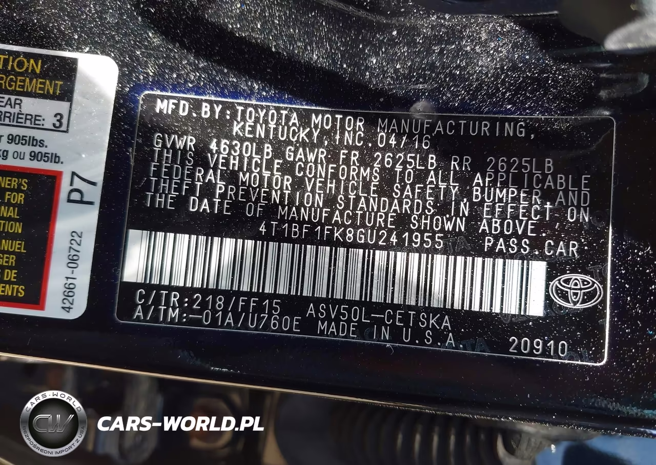 2016 Toyota Camry Se VIN:4T1BF1FK8GU241955 - 9