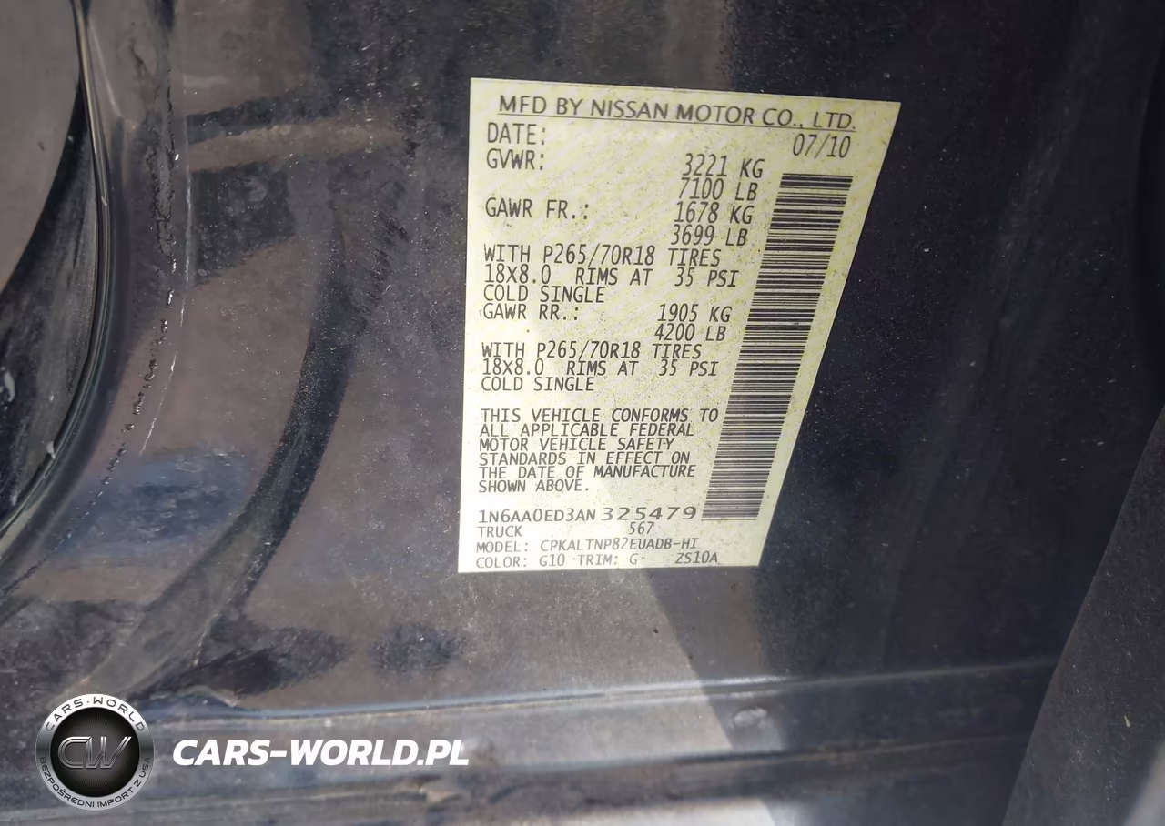 2010 Nissan Titan Se VIN:1N6AA0ED3AN325479 - 9
