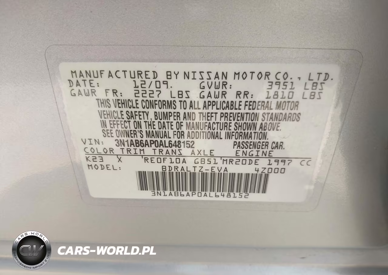 2010 Nissan Sentra 2.0S VIN:3N1AB6AP0AL648152 - 9