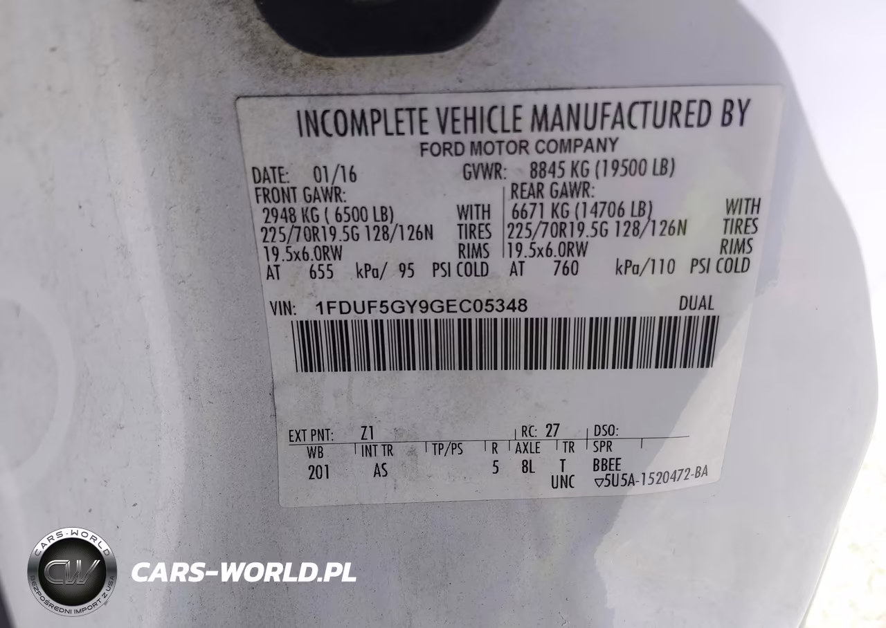 2016 Ford F-550 Chassis Xl VIN:1FDUF5GY9GEC05348 - 8