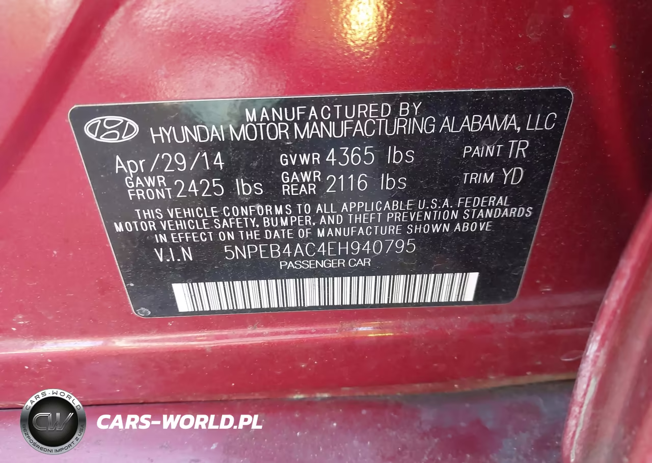 2014 Hyundai Sonata Gls VIN:5NPEB4AC4EH940795 - 9