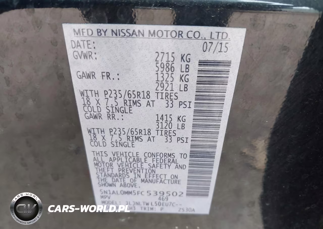 2015 Infiniti Qx60 VIN:5N1AL0MM5FC539502 - 9