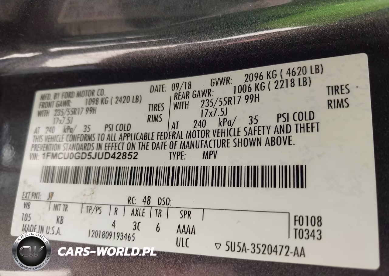 2018 Ford Escape Se VIN:1FMCU0GD5JUD42852 - 9