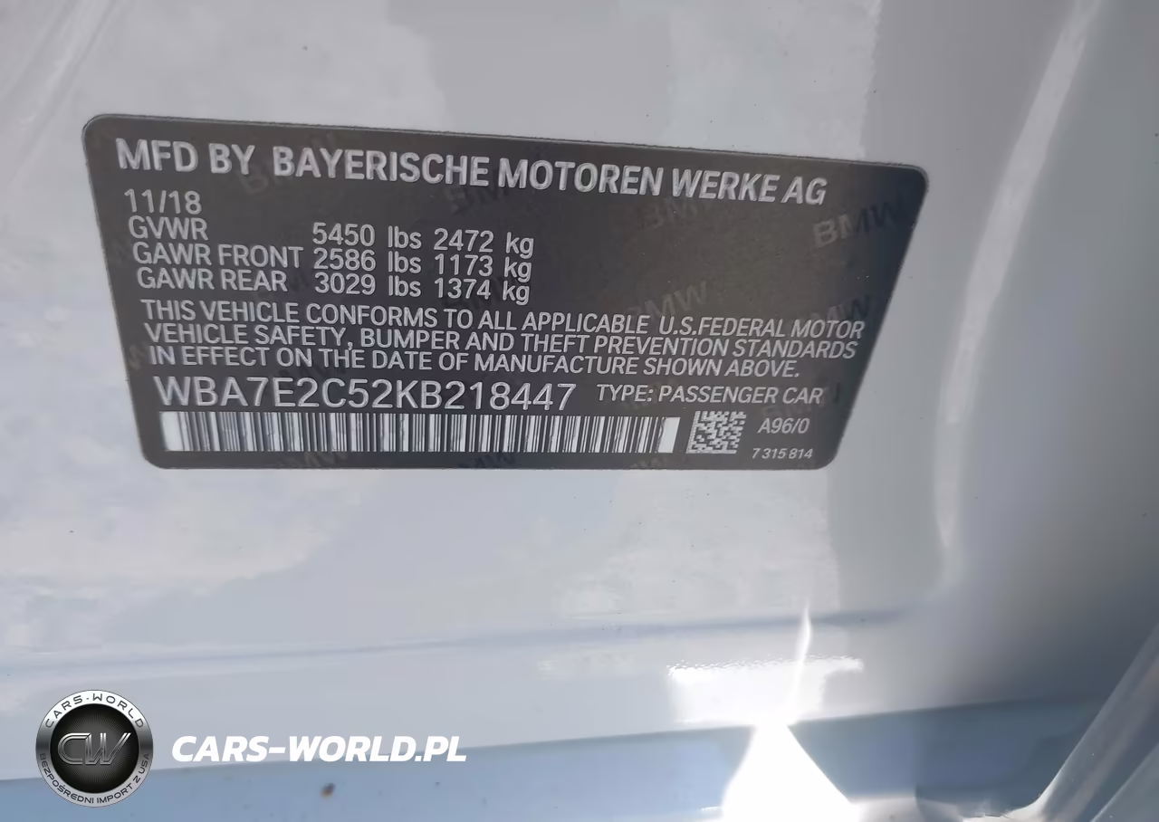 2019 BMW 740I VIN:WBA7E2C52KB218447 - 9