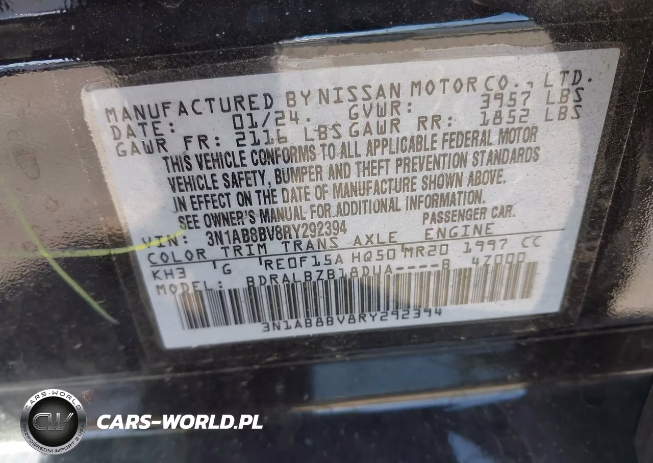 2024 Nissan Sentra S Xtronic Cvt VIN:3N1AB8BV8RY292394 - 9
