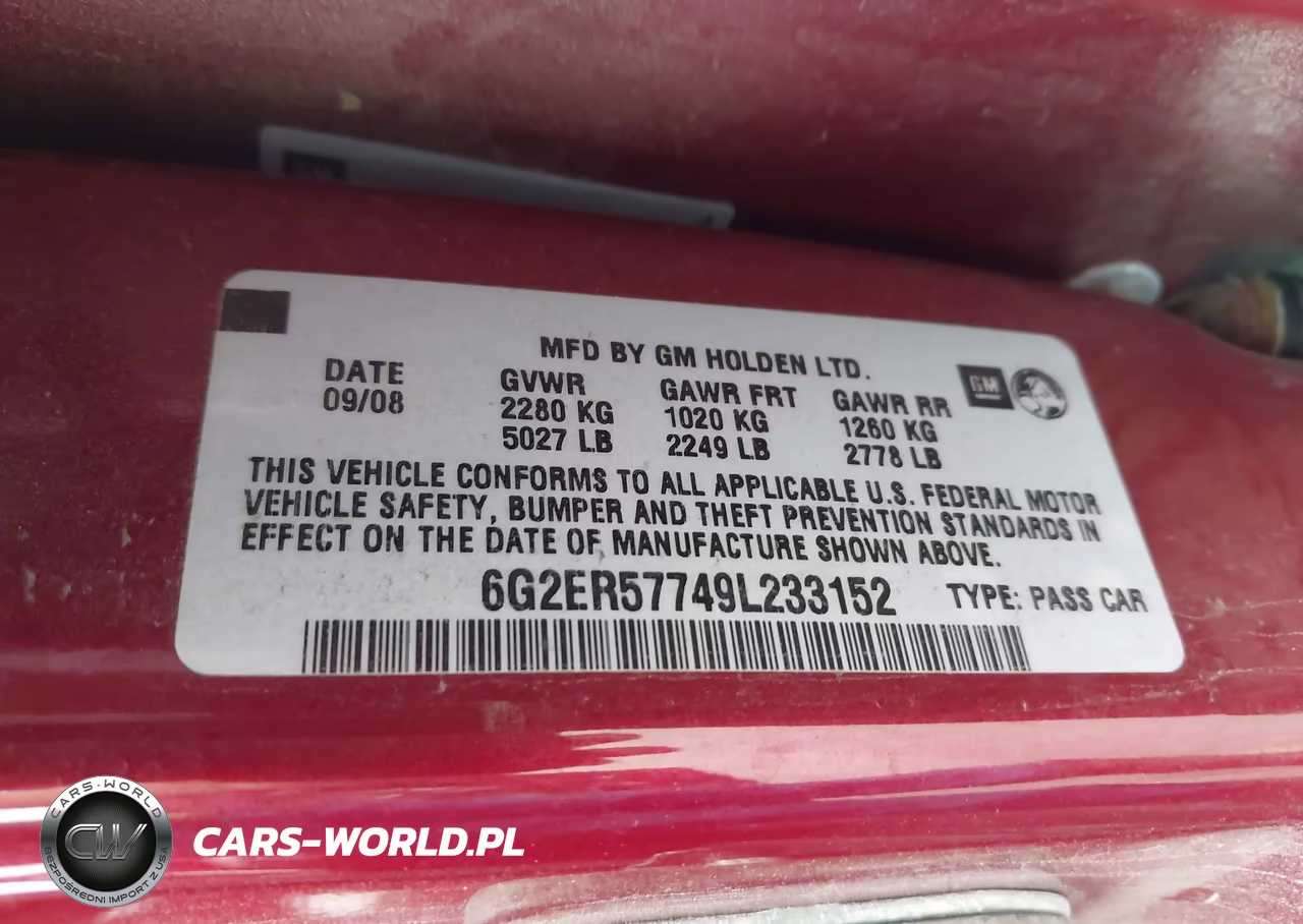 2009 Pontiac G8 VIN:6G2ER57749L233152 - 9