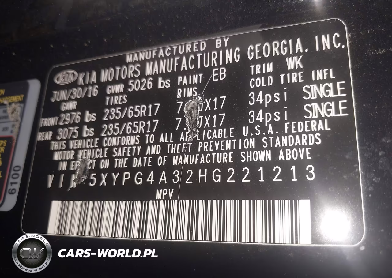 2017 Kia Sorento 2.4L L VIN:5XYPG4A32HG221213 - 9