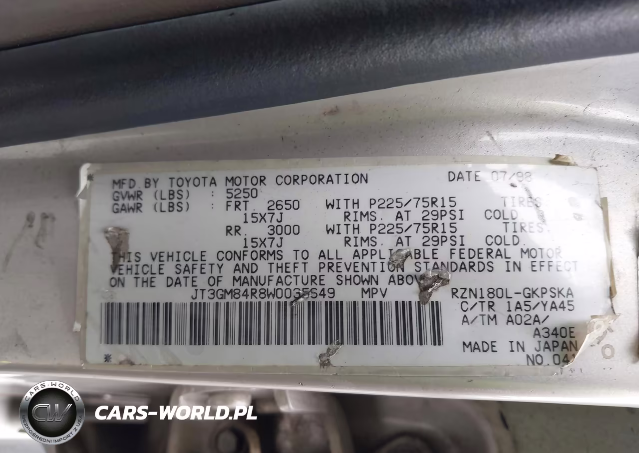 1998 Toyota 4Runner VIN:JT3GM84R8W0035649 - 9