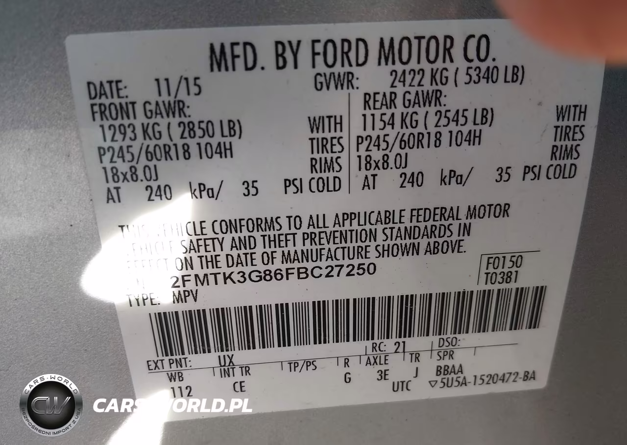 2015 Ford Edge Se VIN:2FMTK3G86FBC27250 - 9