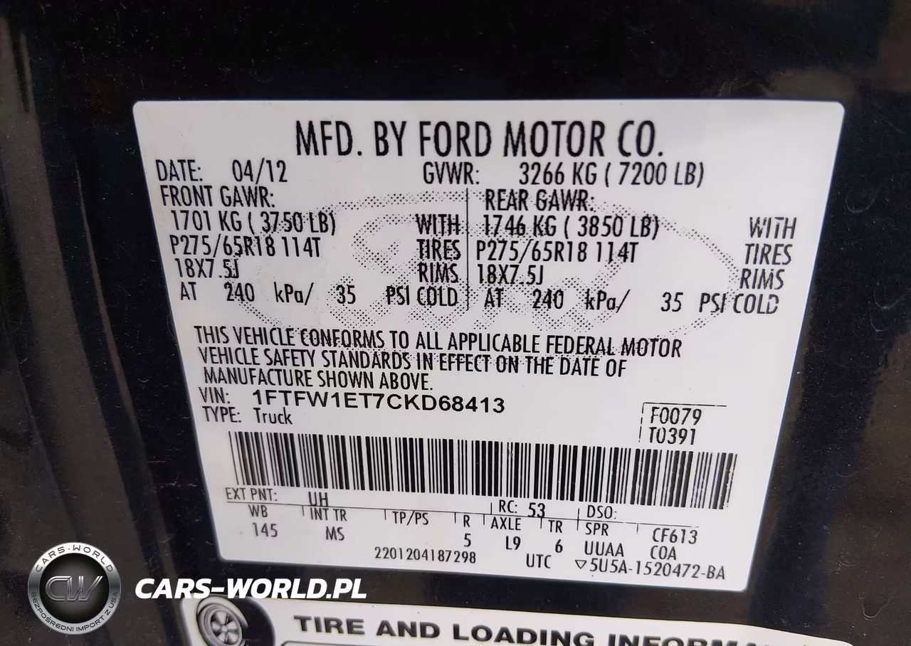 2012 Ford F-150 Xlt VIN:1FTFW1ET7CKD68413 - 9