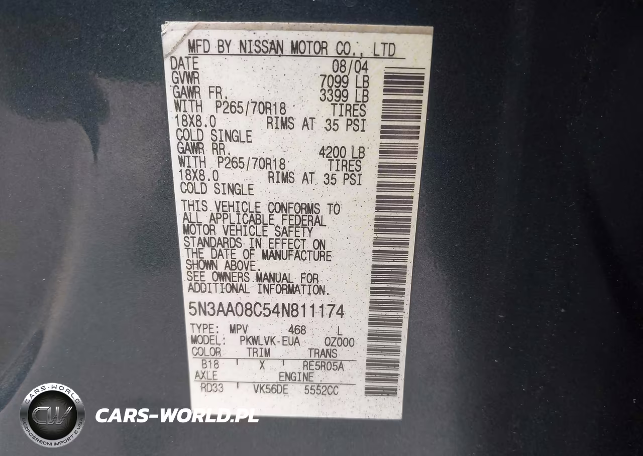2004 Infiniti Qx56 VIN:5N3AA08C54N811174 - 9