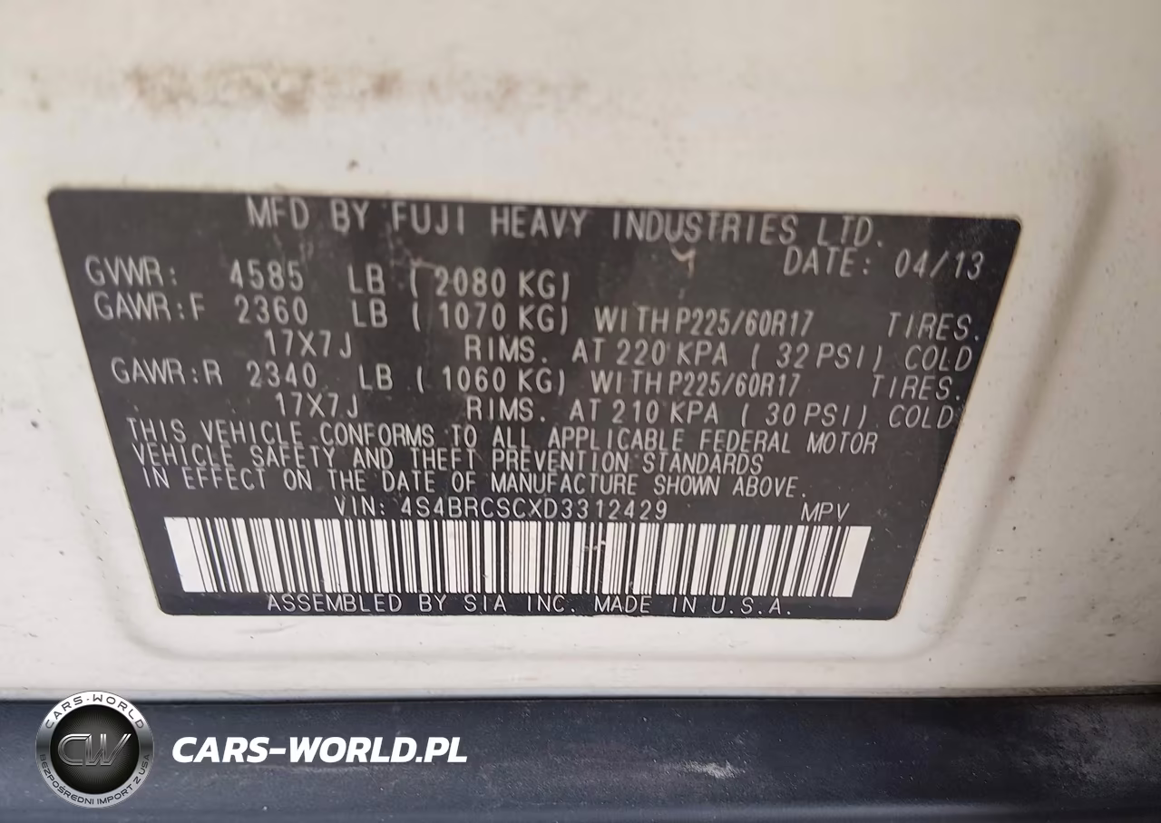 2013 Subaru Outback 2.5I Limited VIN:4S4BRCSCXD3312429 - 9