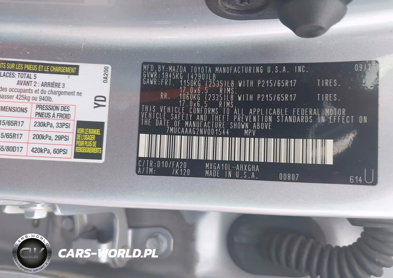 2022 Toyota Corolla Cross Le VIN:7MUCAAAG2NV001544 - 9