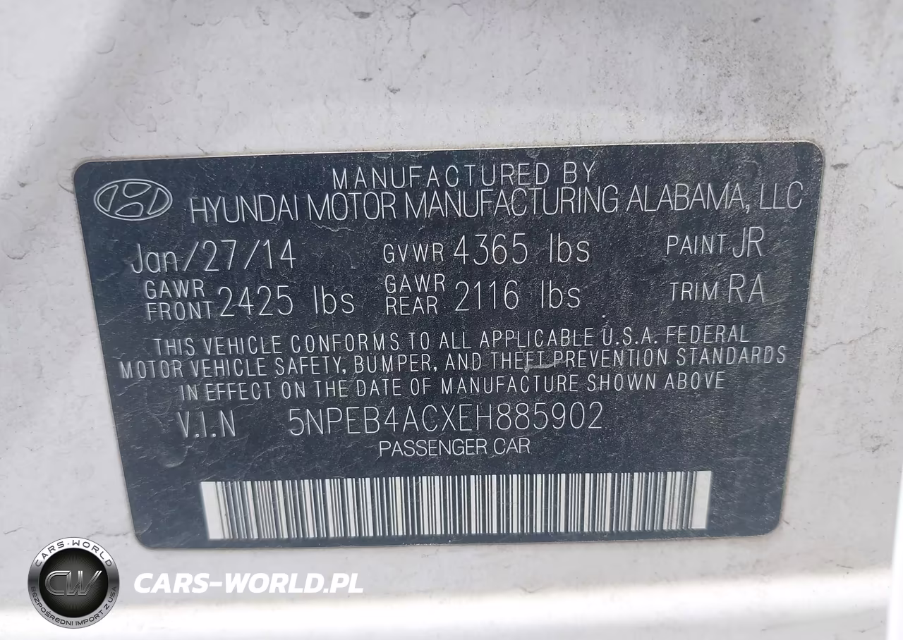 2014 Hyundai Sonata Gls VIN:5NPEB4ACXEH885902 - 9