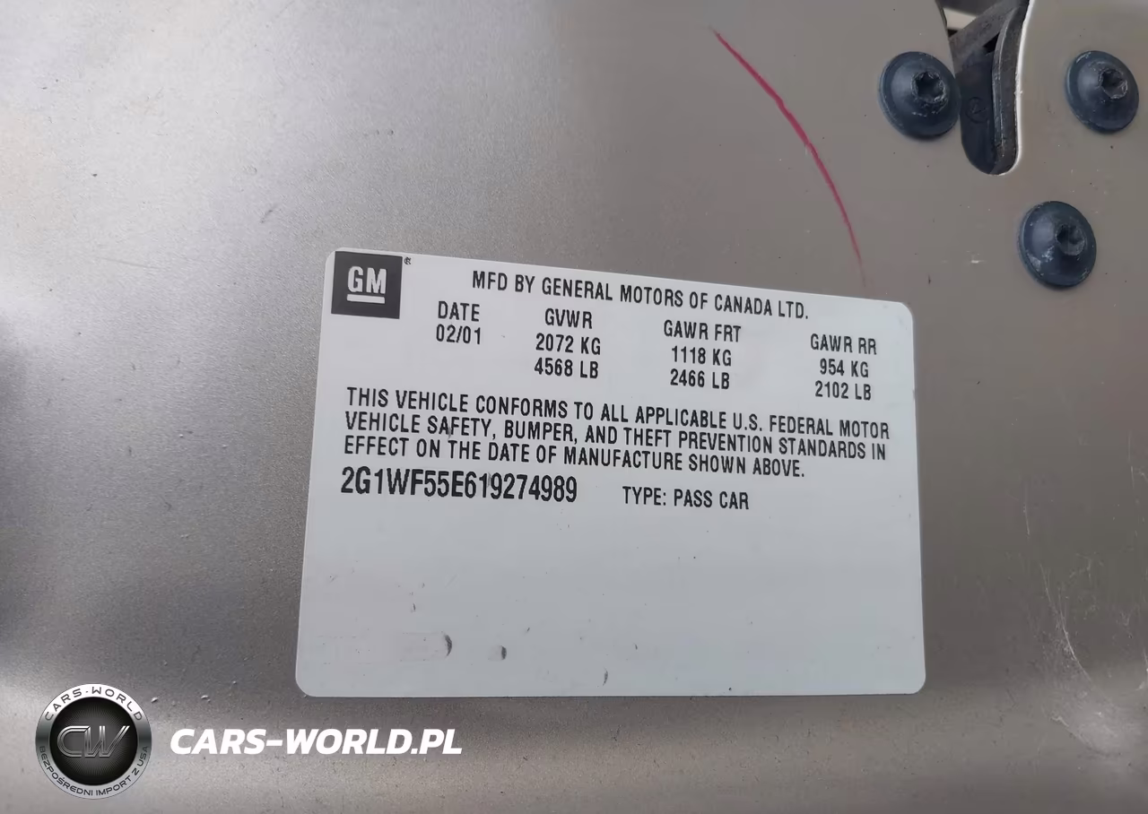 2001 Chevrolet Impala VIN:2G1WF55E619274989 - 9