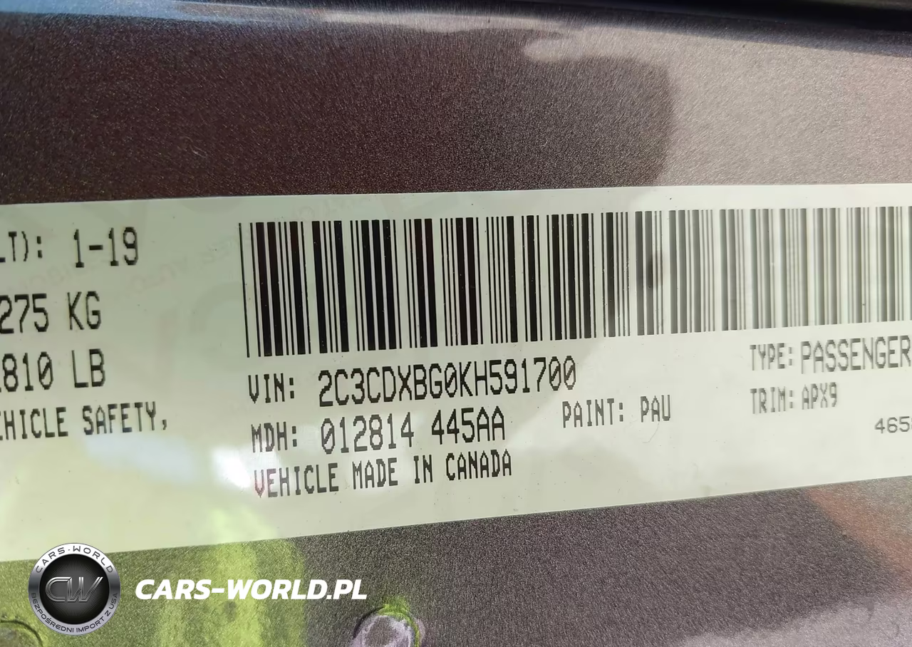 2019 Dodge Charger Sxt Rwd VIN:2C3CDXBG0KH591700 - 9