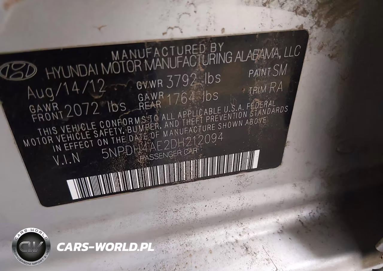 2013 Hyundai Elantra Gls VIN:5NPDH4AE2DH212094 - 9