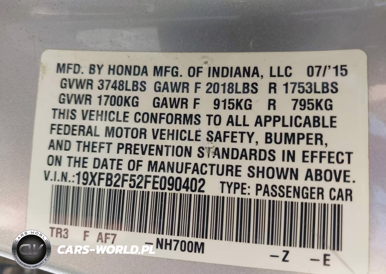 2015 Honda Civic Lx VIN:19XFB2F52FE090402 - 9