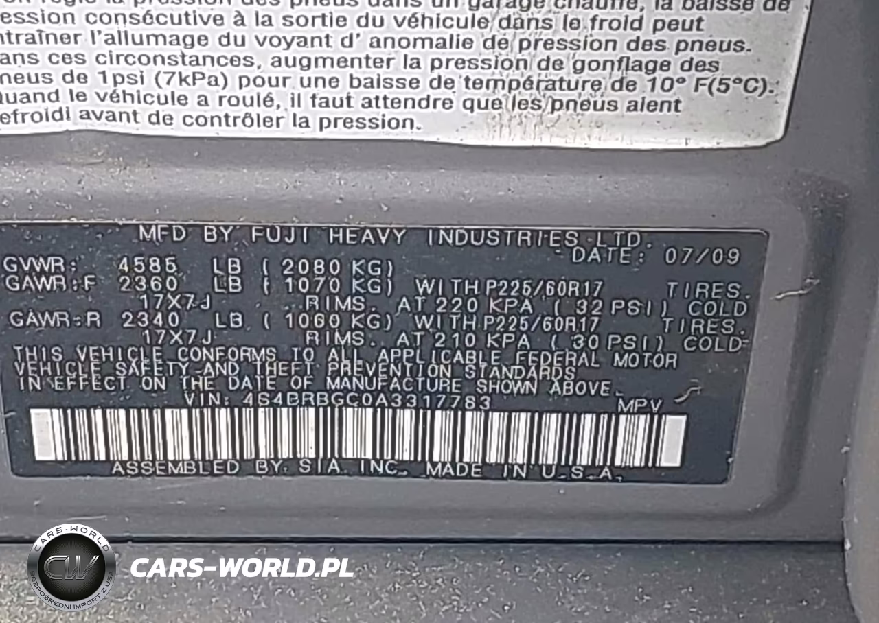 2010 Subaru Outback 2.5I Premium VIN:4S4BRBGC0A3317783 - 9