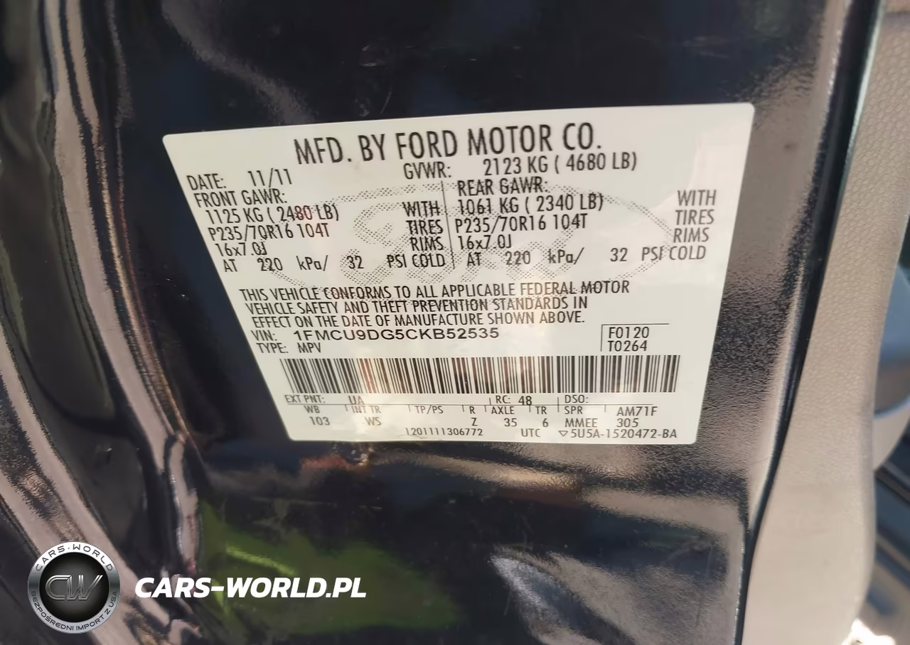 2012 Ford Escape Xlt VIN:1FMCU9DG5CKB52535 - 9