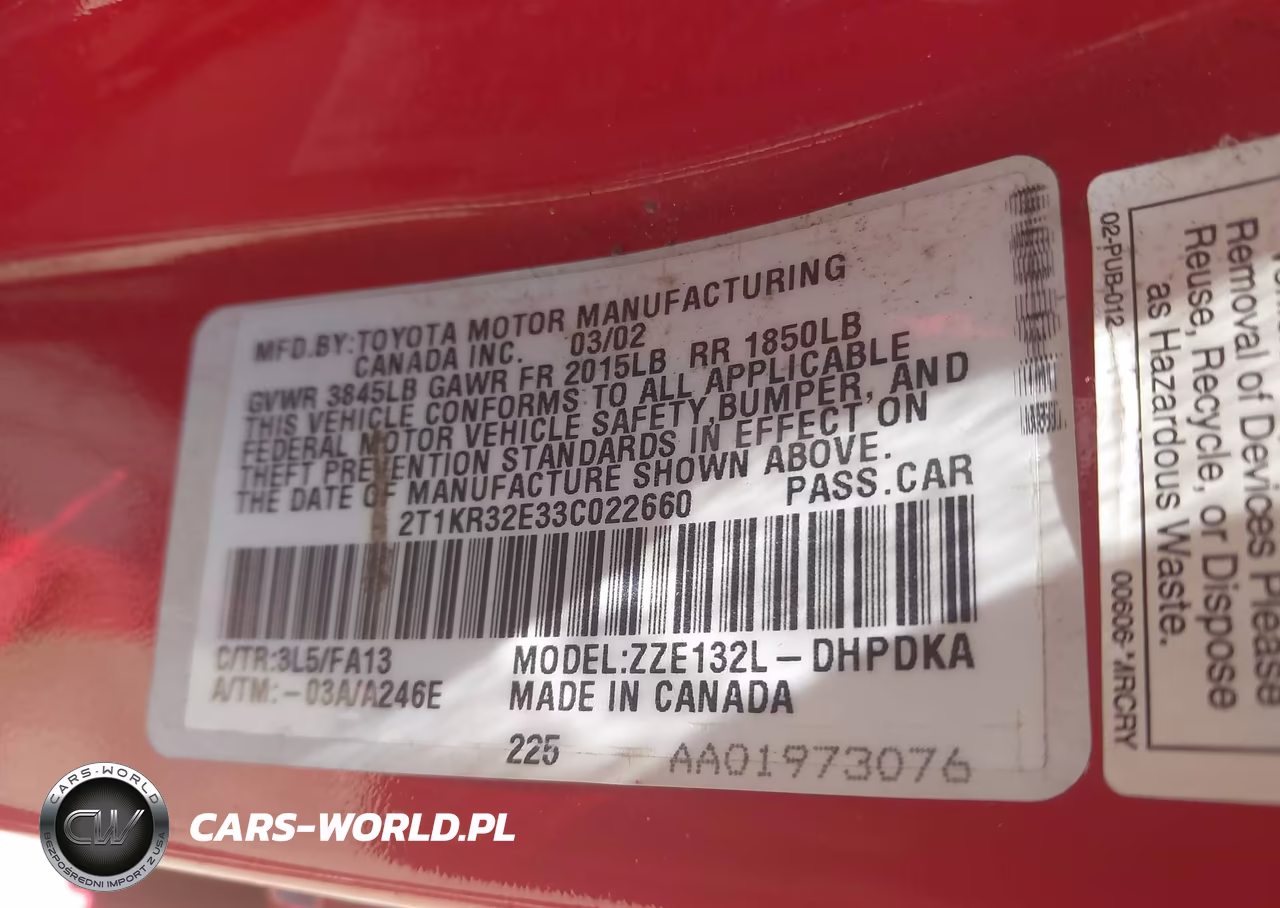 2003 Toyota Matrix Standard VIN:2T1KR32E33C022660 - 9