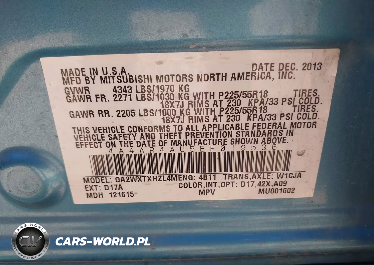 2014 Mitsubishi Outlander Sport Se VIN:4A4AR4AU5EE019536 - 9