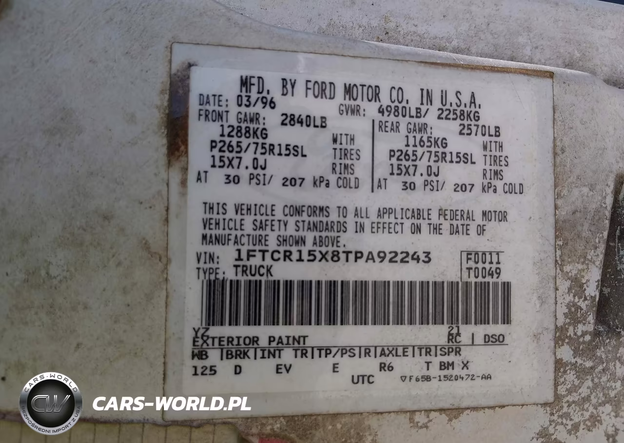 1996 Ford Ranger Super Cab VIN:1FTCR15X8TPA92243 - 9