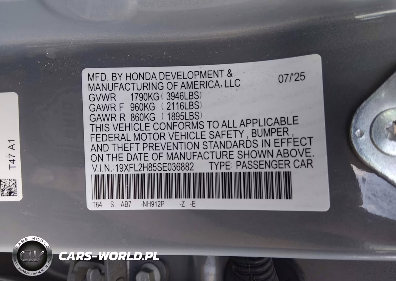 2025 Honda Civic Sedan Sport VIN:19XFL2H85SE036882 - 9