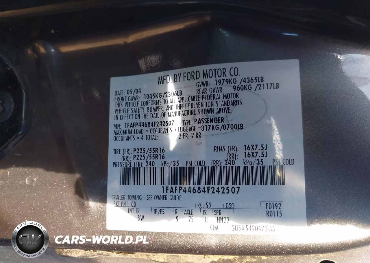 2004 Ford Mustang VIN:1FAFP44684F242507 - 9