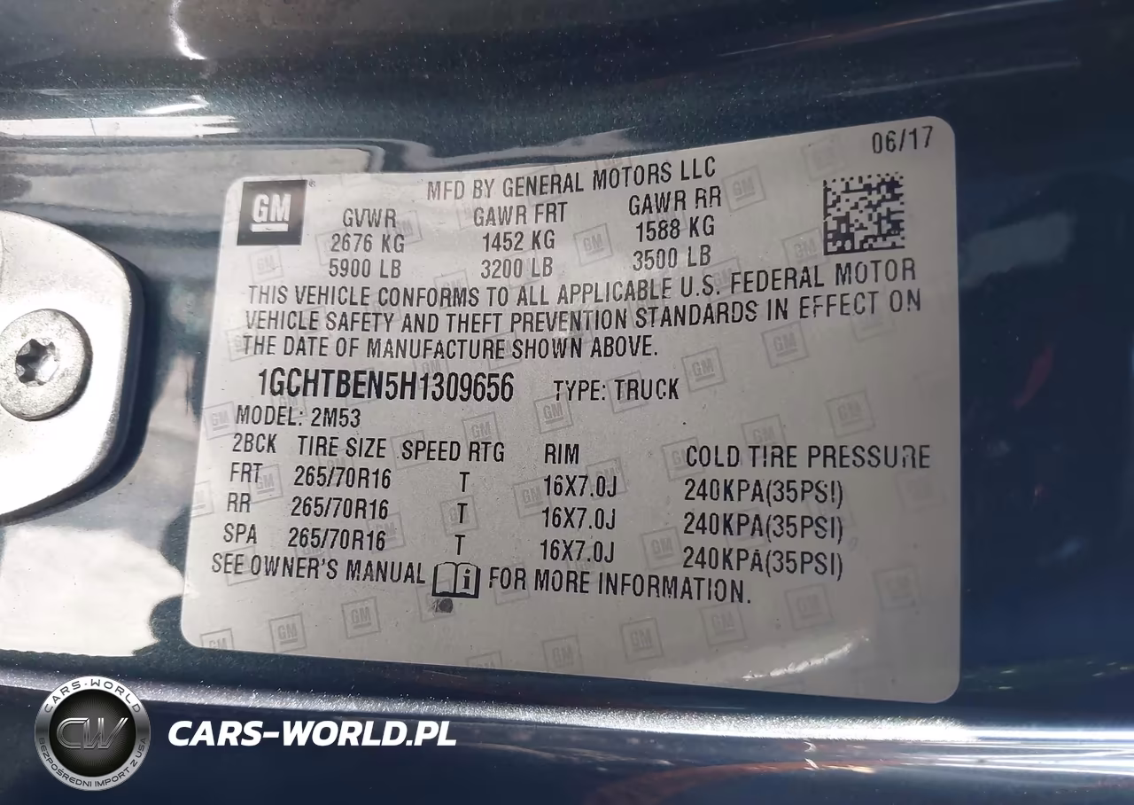 2017 Chevrolet Colorado Wt VIN:1GCHTBEN5H1309656 - 9