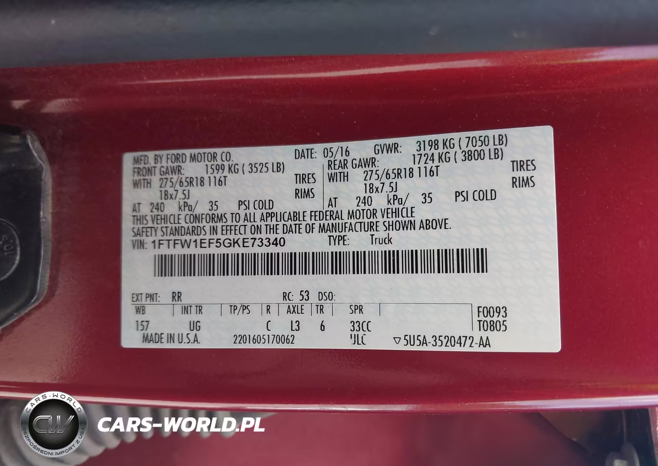 2016 Ford F-150 Xlt VIN:1FTFW1EF5GKE73340 - 9