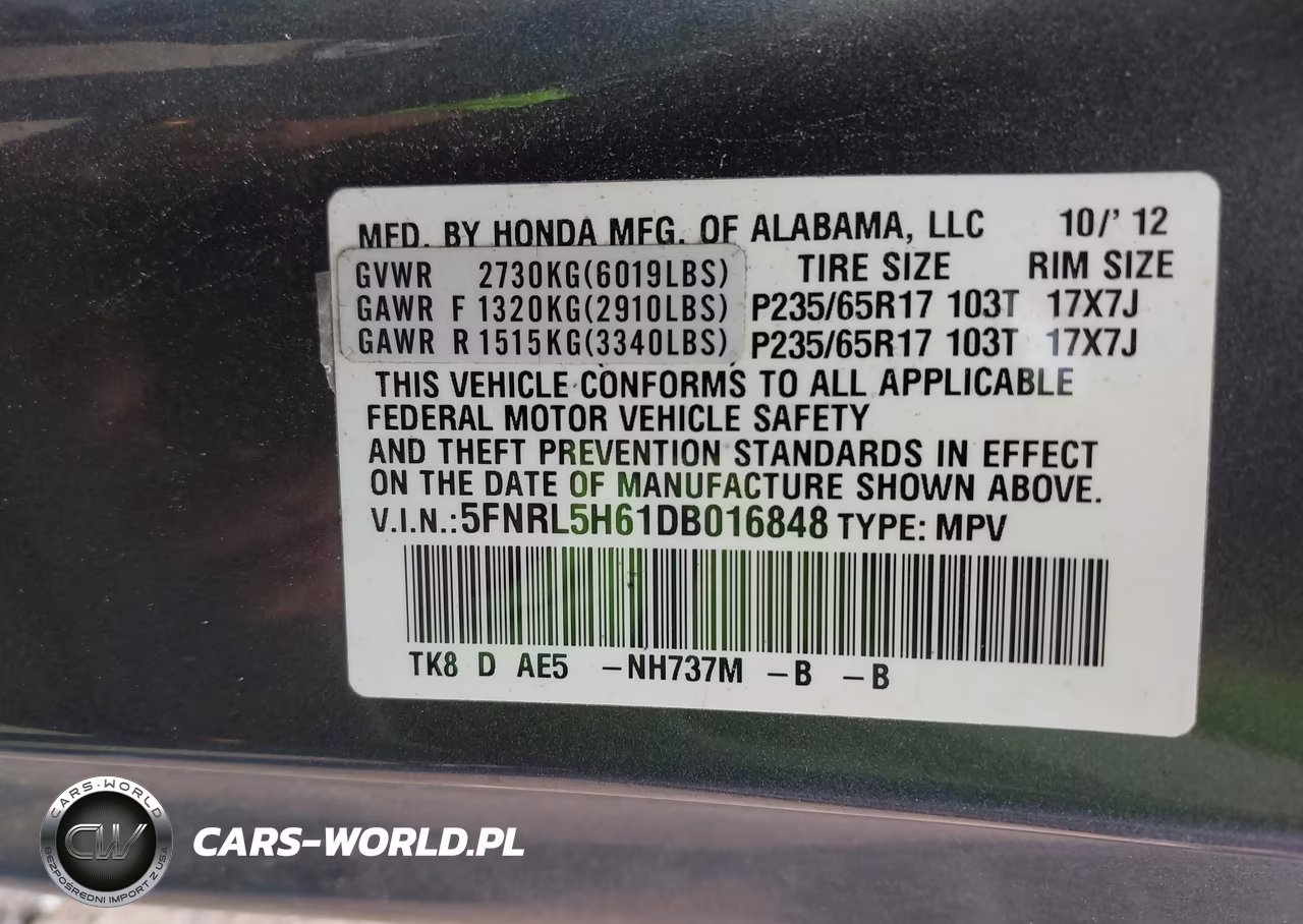 2013 Honda Odyssey Ex-L VIN:5FNRL5H61DB016848 - 9