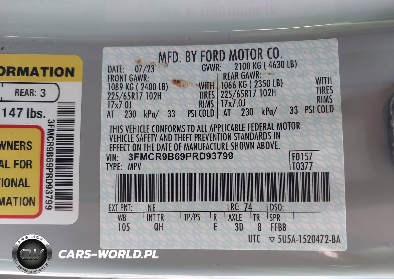 2023 Ford Bronco Sport Big Bend VIN:3FMCR9B69PRD93799 - 9