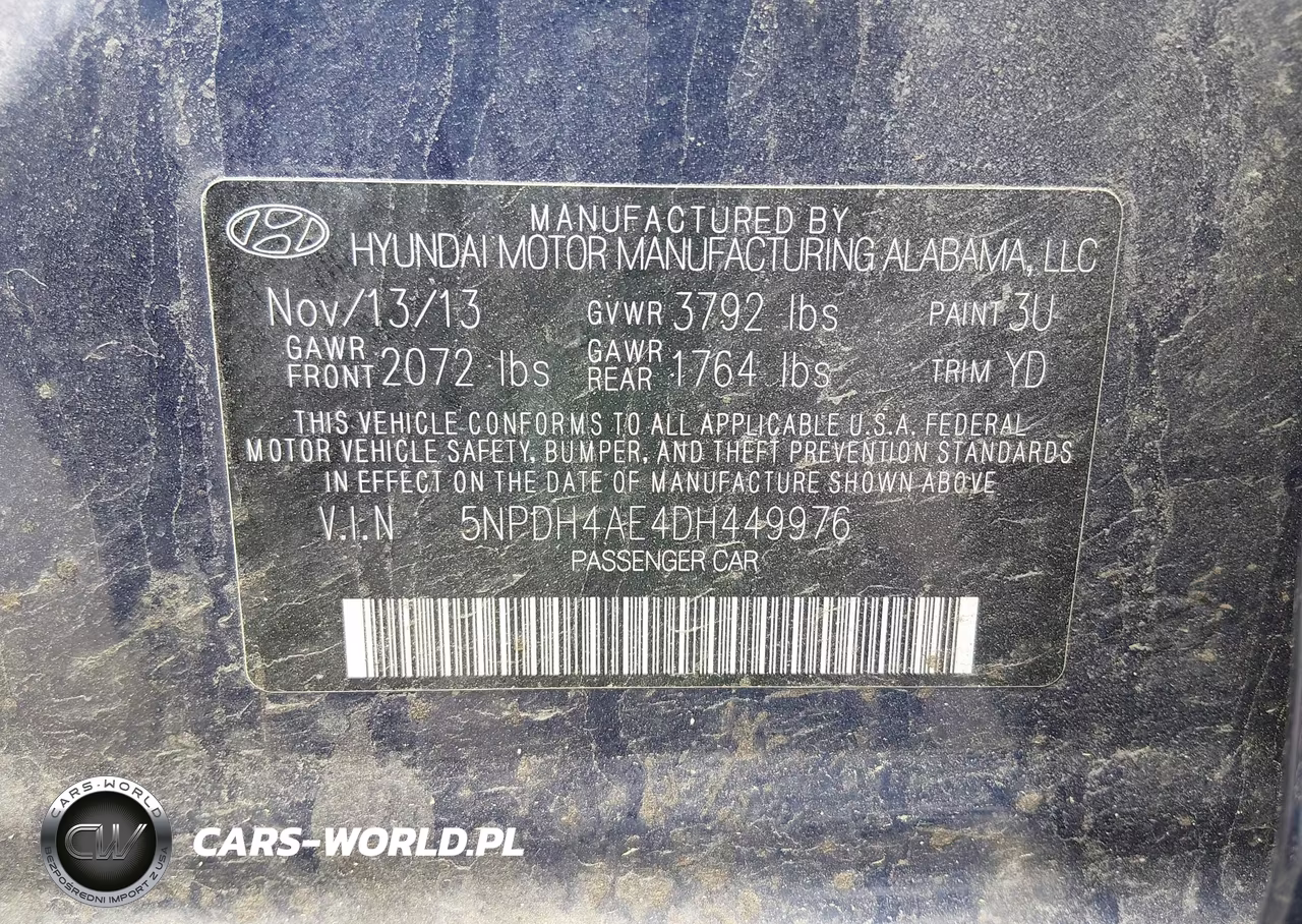 2013 Hyundai Elantra Gls VIN:5NPDH4AE4DH449976 - 9