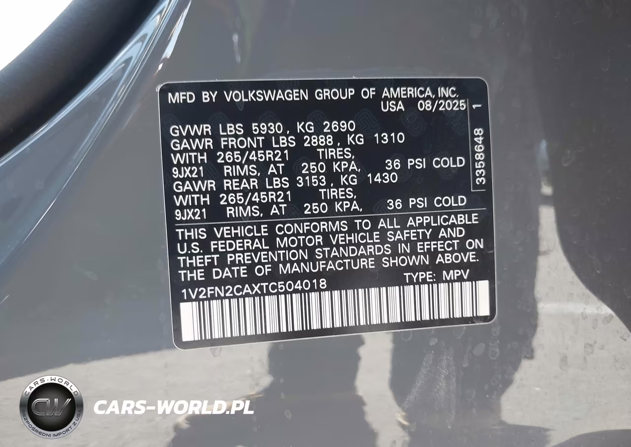 2026 Volkswagen Atlas Sel Premium R-Line VIN:1V2FN2CAXTC504018 - 9