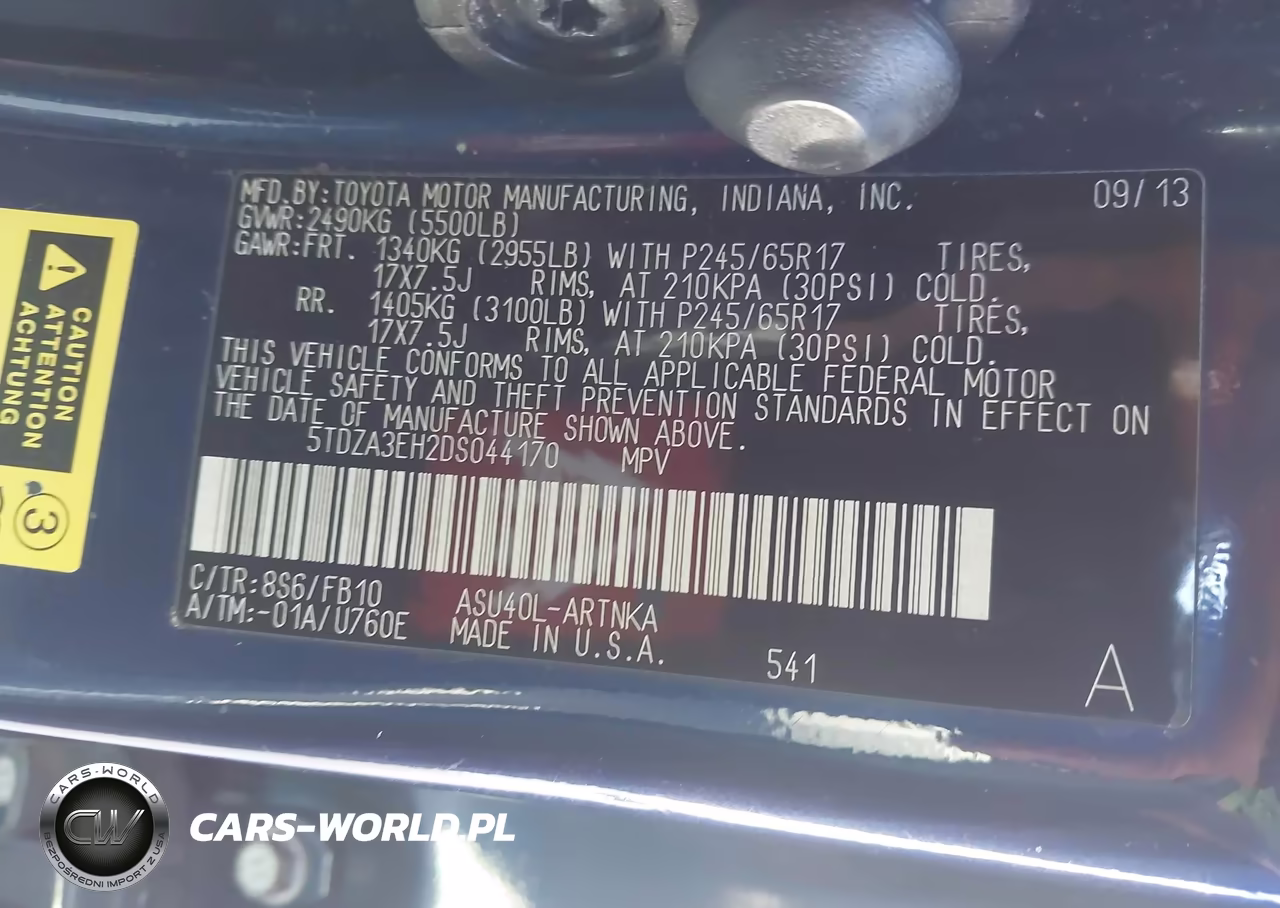 2013 Toyota Highlander VIN:5TDZA3EH2DS044170 - 9