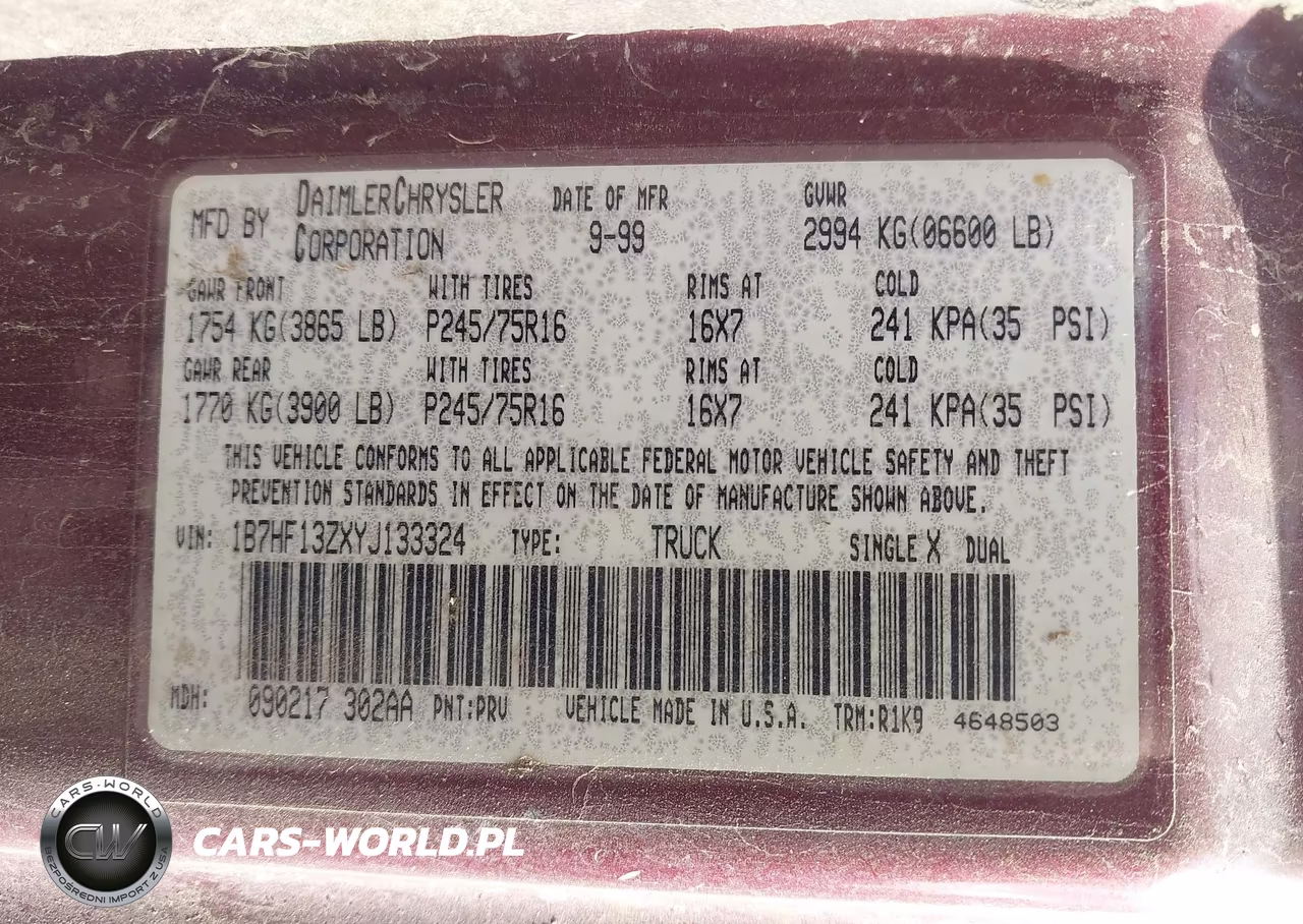 2000 Dodge Ram 1500 St VIN:1B7HF13ZXYJ133324 - 9